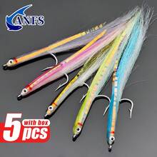 5个淡水/海水飞钓沙鳗/沙鳗冲浪糖果型拟饵,每种颜色各5个,不锈钢钩,海鳟飞蝇,酷炫飞蝇饵,垂钓者必备 - 彩色 - 查看 5
