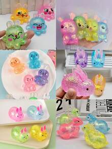 1/6个装 柔软可爱兔子挤压玩具，减压玩具，触觉玩具，办公旅行减压玩具，适合儿童、青少年和成人，逼真动物玩具，儿童礼物，儿童玩具，女孩玩具，男孩玩具，感官玩具，儿童派对礼物，课堂奖励，复活节礼物，圣诞节礼物，派对礼品袋填充物，生日派对礼物，派对游戏，趣味礼物 - 彩色 - 查看 12