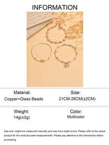 3pcs/Set Summer Beach Vacation Style Beaded Seashell & Starfish Pendant Anklet, Handmade Gold Shell Chain Fashion Foot Jewelry Suitable For Daily, Date, Dinner And Beach Vacation Wear. The Seashell Handmade Chain Can Be Cut To Desired Length, Seashell Quantity Is Random. - Multicolor - View 5