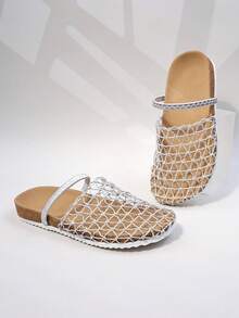 1 Pair Girls Unique Mesh Sandals, Multi-Functional Summer Outdoor Slippers - Silver - View 8