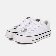 Converse Giày thể thao Chuck Taylor SEASONAL cổ thấp bằng vải canvas dành cho cả nam và nữ, mã sản phẩm A20384C - Đen và trắng - Xem 5