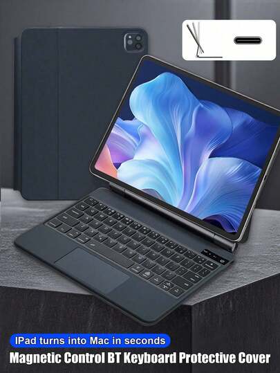 Clavier magnétique flottant léger et portable, convenant aux tablettes de 10,9 à 11 pouces, fixation magnétique ferme, support flottant avec angles réglables, pavé tactile, rétroéclairage RVB, chargement USB-C, utilisation au bureau et pour les études, anti-chute et résistant à l'usure
