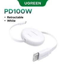 Cáp USB-C rút gọn UGREEN 100W Nexode, Dây Type-C, Cáp sạc USB-C cho iPhone 17/16/15, Pro/Air, Galaxy S25/S24/S23, Pro/Air, Pixel 10/9, Switch - trắng - Xem 3