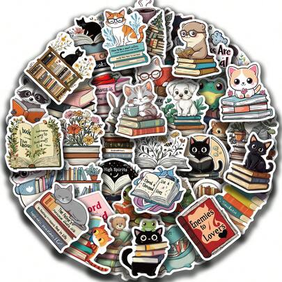 50 miếng dán hình động vật đang đọc sách, miếng dán vẽ nguệch ngoạc sáng tạo, đồ dùng văn phòng, miếng dán điện thoại và máy tính, chất lượng cao, bền, tinh tế, miếng dán độc đáo, vui nhộn, cổ điển, thiết kế hoạt hình đầy màu sắc, đồ trang trí quà tặng, miếng dán trang trí ốp điện thoại, có thể tái sử dụng, thiết kế hoạt hình đầy màu sắc, thích hợp cho bình nước, ván trượt, điện thoại di động, v.v., hoàn hảo cho đồ dùng học tập và là lựa chọn hàng đầu cho quà tặng ngày lễ.