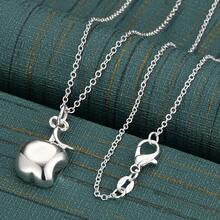 925 Sterling Silver Polished Apple Pendant Necklace, 16-30 Inches, Delicate And Cute Wedding Party Jewelry For Women. - Silver - View 20
