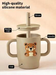 1个180毫升/5盎司防呛吸管杯，硅胶婴儿训练杯，适合6个月至3岁宝宝，防漏防摔防滑双提手，柔软吸管盖，360°饮用，成长训练水杯 - 彩色 - 查看 3