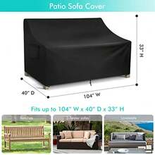 Patio Sofa Cover Waterproof 4-Seater Outdoor Sofa Cover Heavy Duty Outdoor Couch Cover Large Lawn Patio Furniture Covers with Air Vent 104'' W x 40'' D x 33'' H - Negro - Ver 3