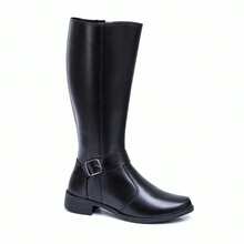 Women's Riding Boots, Long Shaft, Thick Heel, Comfort, Elegant, Round Toe, Synthetic Ref.C223 - 黑色 - 查看 3