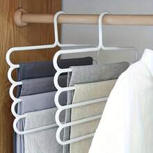 5pcs White Multi-Layer Non-Slip Pants Rack, Multifunctional Wardrobe 5-Tier Hanging Pants Hanger - 5 white - View 7