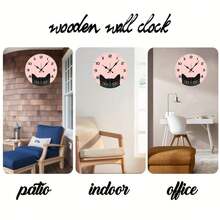 Cute Black Cat Background Wall Clock - 10inch Wooden Veneer Round Silent Flat Wall Clock - Batteries Not Included - Suitable For Living Room, Bedroom, Outdoor Party Decoration, Holiday Gift, Festive Room Decoration Geometric Wall Clock,Battery Operated Wall Clock,Battery Wall Clock,Silent Wall Clock,Reloj De Pared,Room Decor,Clock - Style 1 - View 11