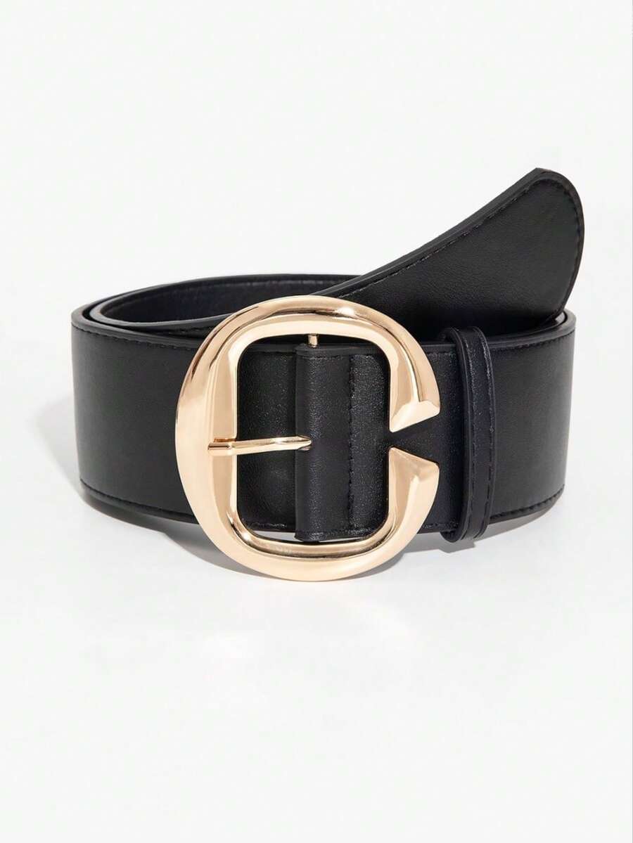 1pc Maillard Wide Y2K Belt, Waist Cinching Design, Pairs Well With Skirts, Chic American Aesthetic - Black - View 1