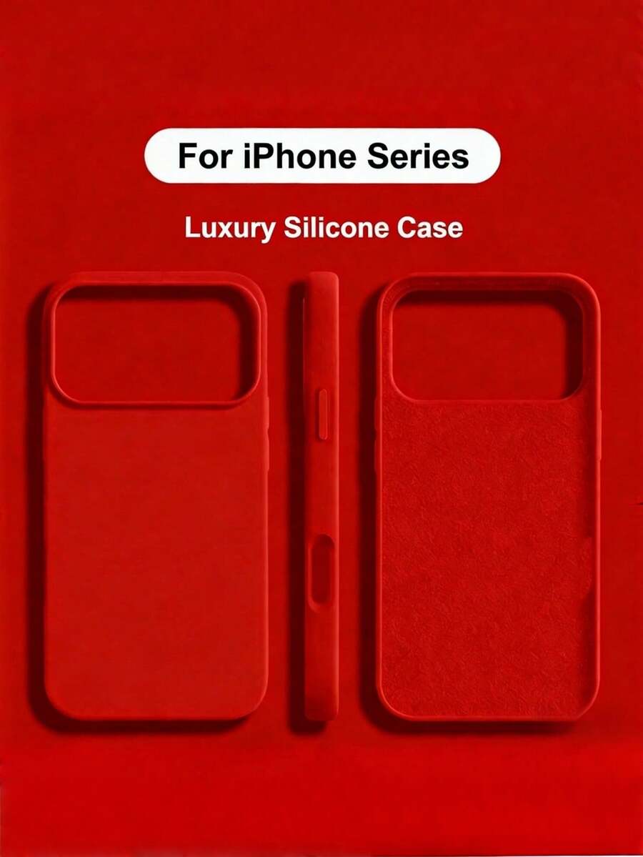 Liquid Silicone 3-Layer Full Coverage Soft Protective Phone Case, Compatible With IPhone 17, 17 Air, 17 Pro, 17 Pro Max, Shock-Absorbing, Scratch-Resistant Microfiber Lining, Also Fits 13, 11, 16 Pro Max, 15, 14 Plus, 12 Mini, XS Max, 7, 8 Plus - Red - View 1