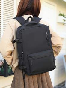 Large Capacity Travel Bag, Lightweight Student Backpack, Fashionable Computer Backpack, Backpack, Travel And Business Backpack - Black - View 1