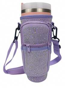 1 New High-Value Diamond Studded Ice King Water Bottle Cup Cover, Car Adjustable Bag With Bottle Cover, Crossbody Bag, Handbag With Water Bottle Protection Cover, Diving Material Water Cup Bag With Adjustable Shoulder Strap Crossbody, Easy To Carry For Work And Daily Commuting, Large Capacity Water Cup Cover - Multicolor - View 11