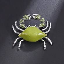 1pc Casual Green Crab Animal Shaped Zinc Alloy Brooch, Suitable For Men's Daily, Business, Party Wear On Suits And Coats - Green - View 1