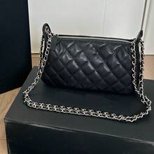 2026 New Fashion Elephant Style Mahjong Bag With Silver Chain, Rhinestone Clasp, Diamond Mesh Chain, Crossbody Single Shoulder Underarm Bag - 黑色 - 查看 1