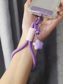 1条多巴胺彩色星星吊坠手链，短款吊坠腕带，户外旅行徒步购物防丢手机挂绳，编织带带衬垫 - 彩色 - 查看 10