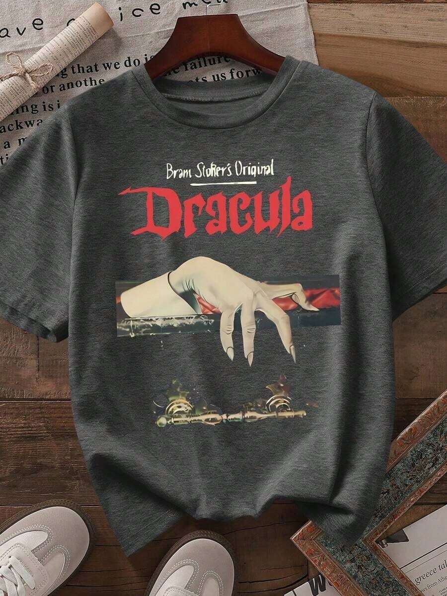 Plus Size T-Shirt For Halloween, Plus Size Graphic Streetwear T-Shirt, Casual Summer Top, Holiday Vibes - 深灰色 - 查看 1