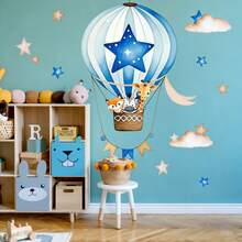 卡通气球动物星星云朵墙贴，适用于儿童房、婴儿房，创意自粘防水可移除贴纸 - 彩色 - 查看 7