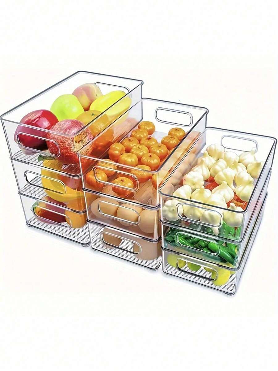 1/3pcs Refrigerator Storage Boxes, Stackable Food Storage Containers, Drawer Style Beverage Baskets, Freezer- Storage Boxes For Fruits, Vegetables And Bottles, Kitchen Organization Boxes And Containers, Kitchen Gadgets, Closet Storage Boxes And Containers, Desk Organizer Boxes - Clear - View 1