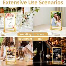 6pcs 5"X7" Gold Acrylic Photo Frame Set, Gold Vertical Table Number Holder, Clear Photo Display Stand, Brochure Holder, Tabletop Menu Stand, Double-Sided Photo Frame, Suitable For Party, Home, Office - T-gold - View 11