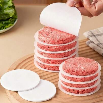 500张不粘汉堡纸，吸油分隔纸，方便储存，冷冻时可分隔汉堡，也适用于肉饼、饼干、派、慕斯等食品，厨房用品，户外餐厅和家庭厨房适用，食物分隔纸