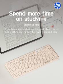 Teclado Bluetooth HP, teclado inalámbrico ultrafino, adecuado para iPad, teclado de computadora ergonómico recargable, compatible con iOS, Android, Windows PC, tableta y teléfono móvil, rosa, blanco - Ver 7