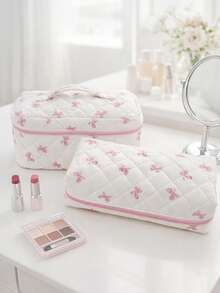 Cute & Spacious Makeup – Bag Handbag, Lightweight, Perfect For Travel, Daily Life & Outings - Pink - View 1