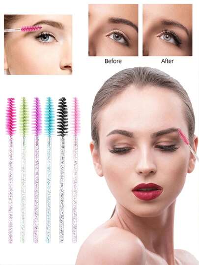 50/100 Pcs Disposable Mascara Wands,Mascara Brushes,Crystal Eyebrow Brush (Suitable For Eyelash Extensions),Disposable Curved Eyebrow Brushes, Spiral Brushes