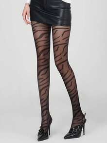 薄款斑马纹连裤袜，防勾丝长筒袜，性感显瘦，春夏款 - 彩色 - 查看 6