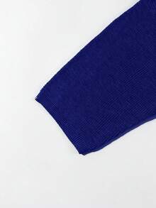 Plus Size Men's Solid Color Crew Neck Casual Loose Knit Short Sleeve Top - Blue - View 8