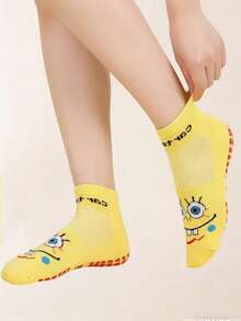 SpongeBob SquarePants 4双装女士中筒透气网眼瑜伽抓握袜普拉提踝袜运动袜 - 彩色 - 查看 5