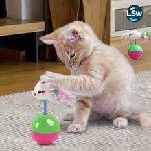 1pc Cat Toy With Rotating Mouse Hanging Toy, Stable Base And Rocking Rod | Suitable For Kitten Exercise And Play, Artificial Feather, No Battery Required - Multicolor - View 7