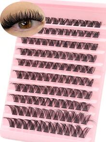 110pcs DIY False Eyelashes, Durable And Soft, Natural Criss-Cross Texture Eyelash Clusters, False Eyelash Clusters, Individual False Eyelashes - D - View 2