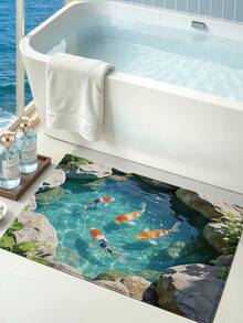 DAJIANG 1 buah Keset Kamar Mandi Gaya Laut Baru, Karpet Kamar Mandi Pola Dunia Bawah Laut 3D, Cocok Untuk Kamar Mandi, Dapur, Luar Ruangan, Dalam Ruangan, Lorong, Kamar Tidur, Ruang Tamu, Dapat Dicuci dengan Mesin, Bagian Bawah Anti Selip, Dekoratif Untuk Kamar Tidur, Kamar Mandi, Liburan, Ruangan - MultiWarna - View 3
