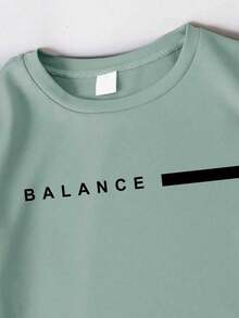 Youth Boy Cartoon Graphic Print Round Neck Short Sleeve T-Shirt And Shorts - Green - View 3