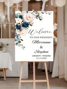 Customized Wedding Welcome Poster - Vertical Decorative Poster Suitable For Weddings, Birthdays, Corporate Events, Can Add Names/Text, Desktop Entrance Decor, No Stand Included, Multiple Sizes Available - Multicolor - View 9