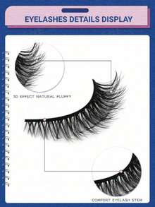 Konstminkögonfransar, tecknade ögonfransar, naturliga långa fladdrande ögonfransar, förlängande ögonfransförlängningar - Svart - Visa 5