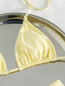 2026 Women's Sexy Spaghetti Strap Bikini Swimwear, Suitable For Summer, Valentine's Day, Beach, Vacation, Carnival, Casual Daily Wear, Fashionable And Elegant, Summer Vacation, Spring, Valentine's Day Women's Clothing, Carnival - Yellow - View 5