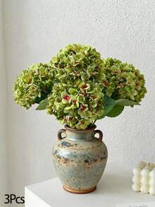 1/3 bông hoa cẩm tú cầu lụa màu xanh lá cây, kích thước 16,9 inch, có cuống, dùng để trang trí bàn làm việc, nhà cửa, văn phòng, sân vườn, đám cưới, trang trí DIY, hoa nhân tạo. - màu xanh lá - Xem 9