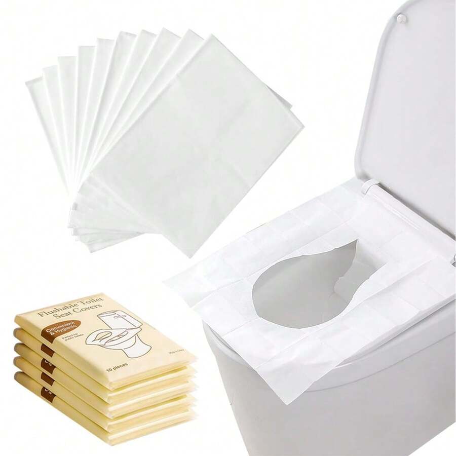 Bộ 50 miếng bọc bồn cầu dùng một lần, dày dặn, chống thấm nước, có thể giặt được, thích hợp sử dụng trong nhà vệ sinh công cộng và khi cắm trại, du lịch. - Nhiều màu - Xem 1