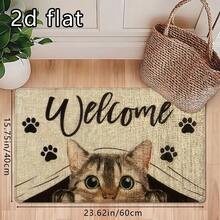 1pc/2pcs/3pcs Cat Welcome Kitchen Rug - Non-Slip, Washable, Stain-Resistant, Lightweight Polyester Fiber Mat, Anti-Fatigue Flannel Carpet (Suitable For Living Room, Dining Room, Bedroom, Bathroom) Soft Polyester Fiber Entrance Mat, Dirt And Wear-Resistant Rectangle Carpet - Multicolor - View 5