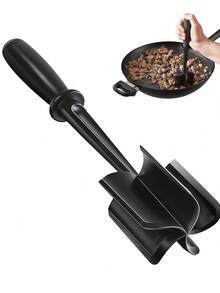 1pc Black Meat Chopper, Heat-Resistant Nylon Handheld Meat Grinder Mixer, Beef Mixer, Non-Stick Coating Mincing Chopper, Home Potato Mixing Tool - Multicolor - View 2