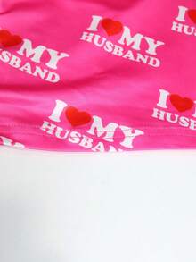 Summer Casual Letter Print Skinny Shorts Vacation - Hot Pink - View 3