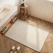 1 pieza Alfombra de baño con patrón geométrico marrón claro, alfombra de baño - alfombra de gel de sílice - alfombra antideslizante y absorbente, alfombra de baño, fácil de limpiar, alfombra de baño de gel de sílice suave y absorbente, alfombra pequeña, alfombra, decoración del hogar, alfombra de área, alfombra de exterior, decoración del hogar, alfombra de área, alfombra de dormitorio, alfombra lavable - Multicolor - Ver 4