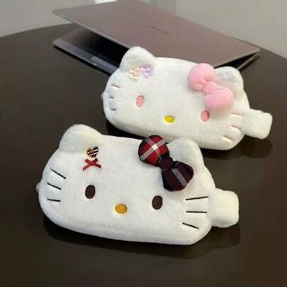 SANRIO KT Cat Cartoon Cosmetic Bag, Portable Outdoor Essentials Storage Pouch, Coin Purse, Multi-Functional Convenient Toiletry Makeup Bag, Large Capacity Student Stationery Storage Bag, Pencil Case
