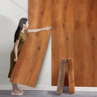 Natural Wood Grain Peel And Stick Wallpaper, Faux Yellow Oak Wood Texture Vinyl Film, Removable And Easy To Install, Suitable For Furniture, Woodworking And Decoration Projects