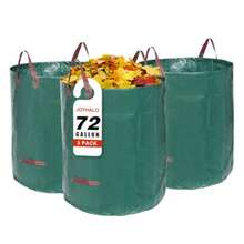 Reusable Yard Waste Bags 72 Gallon Lawn And Leaf Bags 3 Pack Heavy Duty Garden Bags With Gardening Gloves Standable Garden Waste Bag With 4 Handles Camping Yard Recycling Bag For Leaves - Verde 72 galones - Ver 2