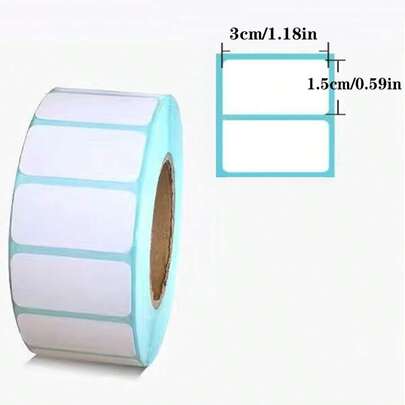 Nhãn dán nhiệt 3cm*1.5cm, 1000 cái/cuộn, nhãn tự dính trống, có thể viết tay, nhãn dán phân loại đa năng, thích hợp làm nhãn giá sản phẩm, nhãn ngày tháng, nhãn hộp đựng, nhãn phân loại hàng ngày trong văn phòng.