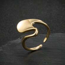 时尚几何波浪形百搭简约高端风格戒指，适合日常佩戴 - TJZ010 - 查看 7